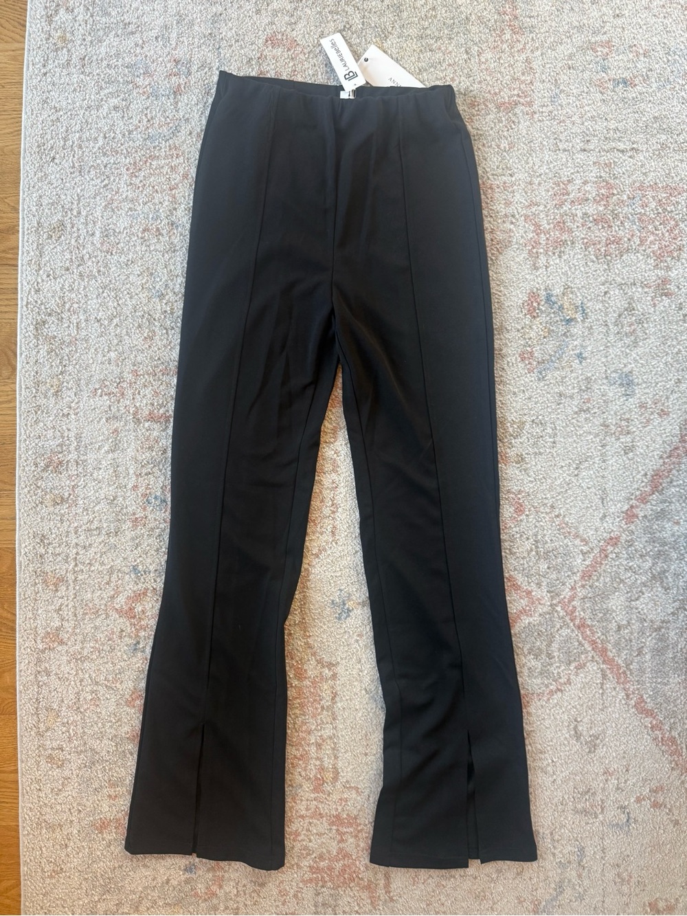 Women's Black Front-Crease Pull-On Dress Pants